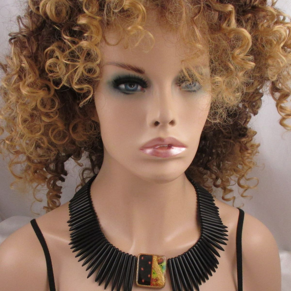 Black Collar Stick Bead Necklace - VP's Jewelry