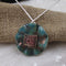 Choker with Bold Handmade Turqoise Copper Round Pendant Raku Glazed - VP's Jewelry