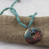 Aqua Sea Glass Bead Necklace with Handmade Urban Raku Pendant - VP's Jewelry