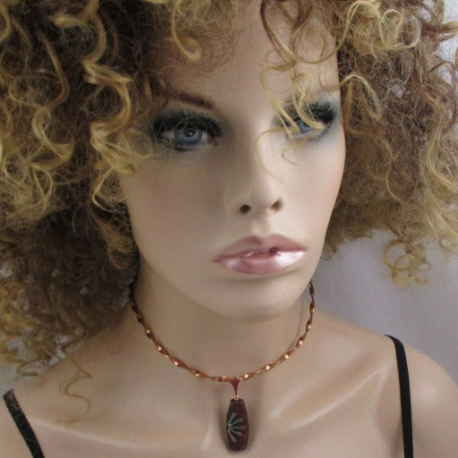 Copper Neck Wire Choker with Artisan Handmade Pendant - VP's Jewelry