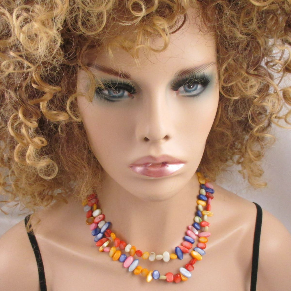 Multi Colored Double Strand Shell Necklace - VP's Jewelry