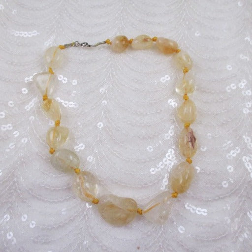 Big Graduating Citrine Beaded Necklace Pastel Yellow - VP's Jewelry