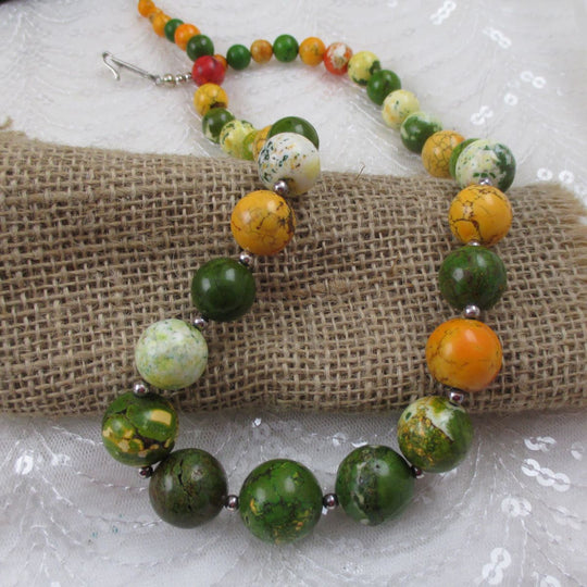 Big Bold Beaded Necklace in Colorful Jasper - VP's Jewelry