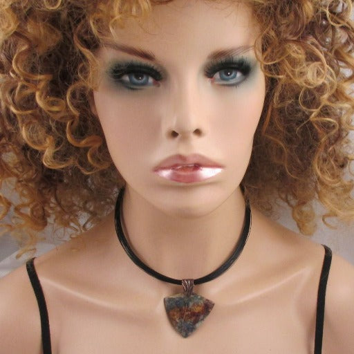 Blue Gemstone Pendant on Mult-strand Neck wire - VP's Jewelry