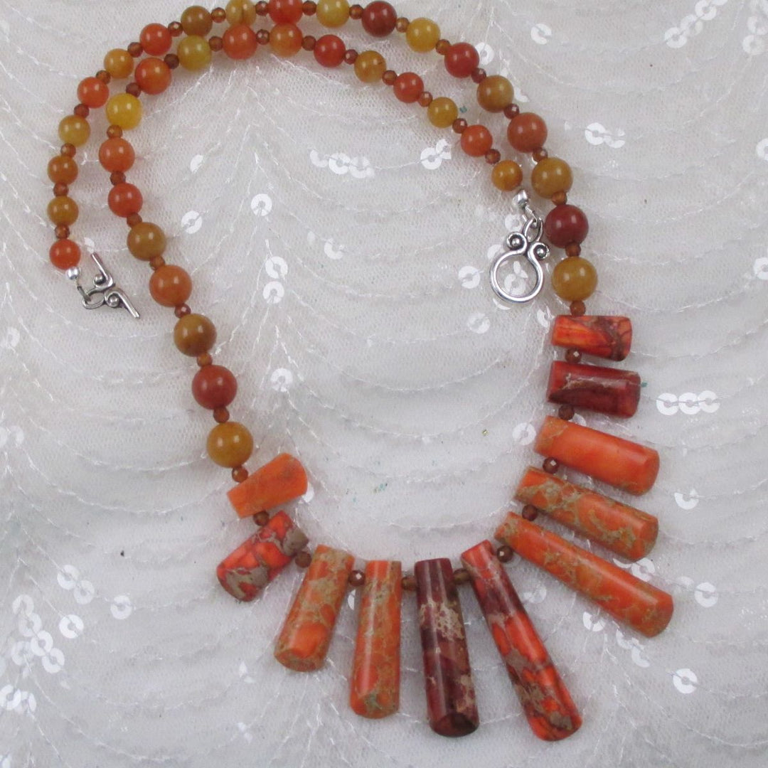 Orange Bib Gemstone Necklace - VP's Jewelry