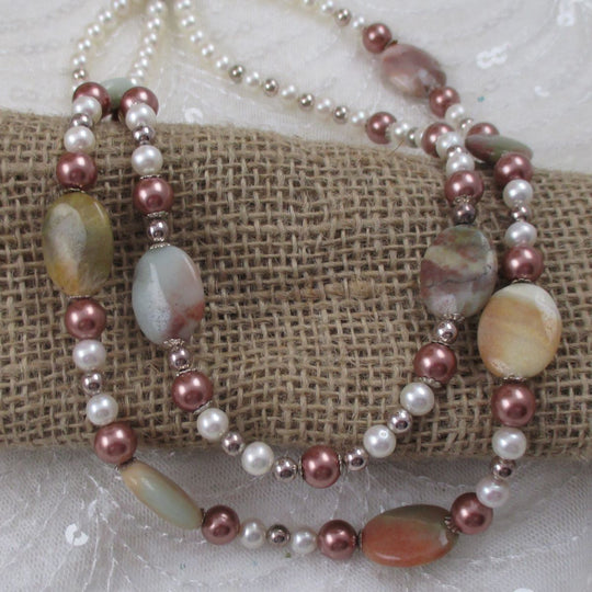 Fresh Water Pearls and Gemstone Bead Necklace