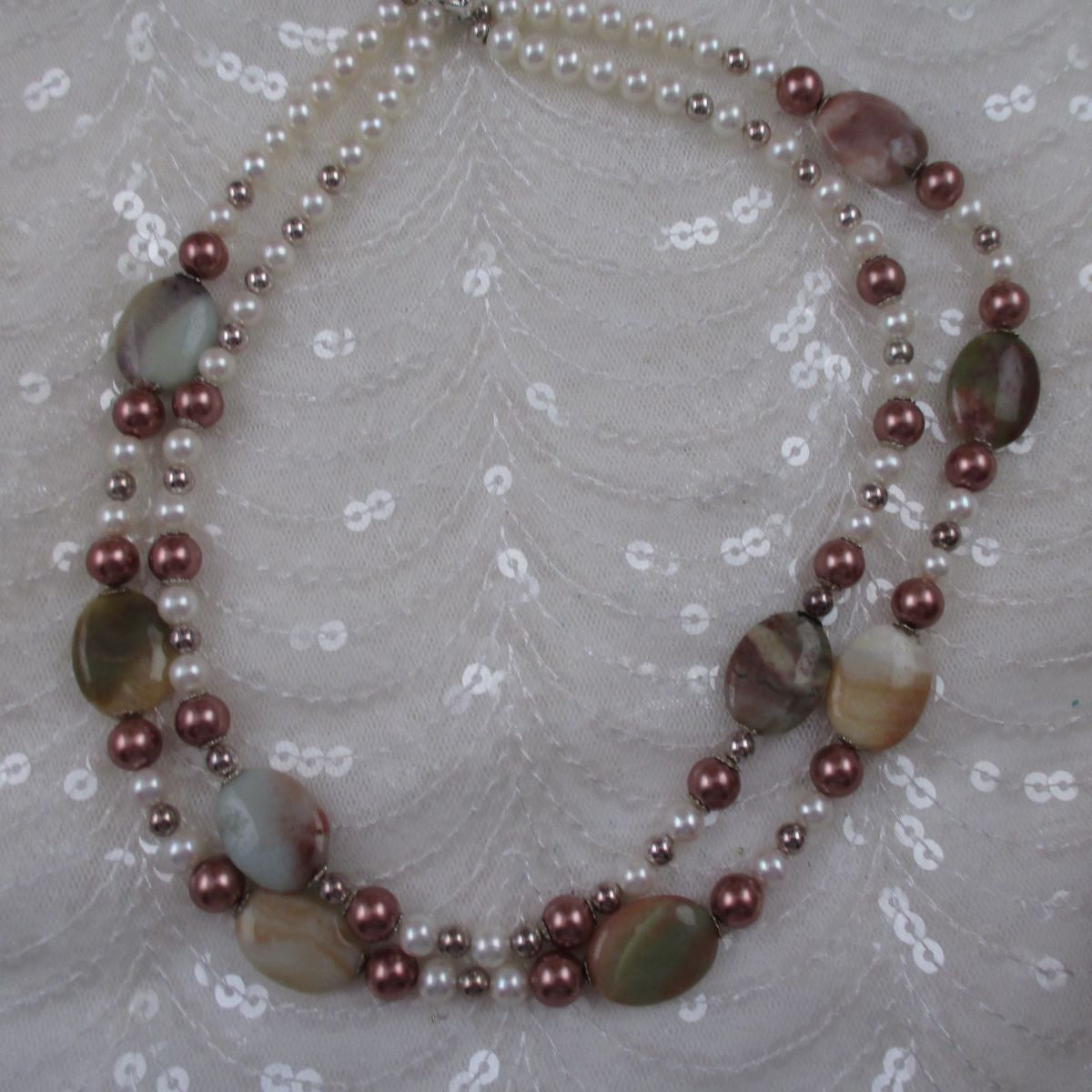 Fresh Water Pearls and Gemstone Bead Necklace
