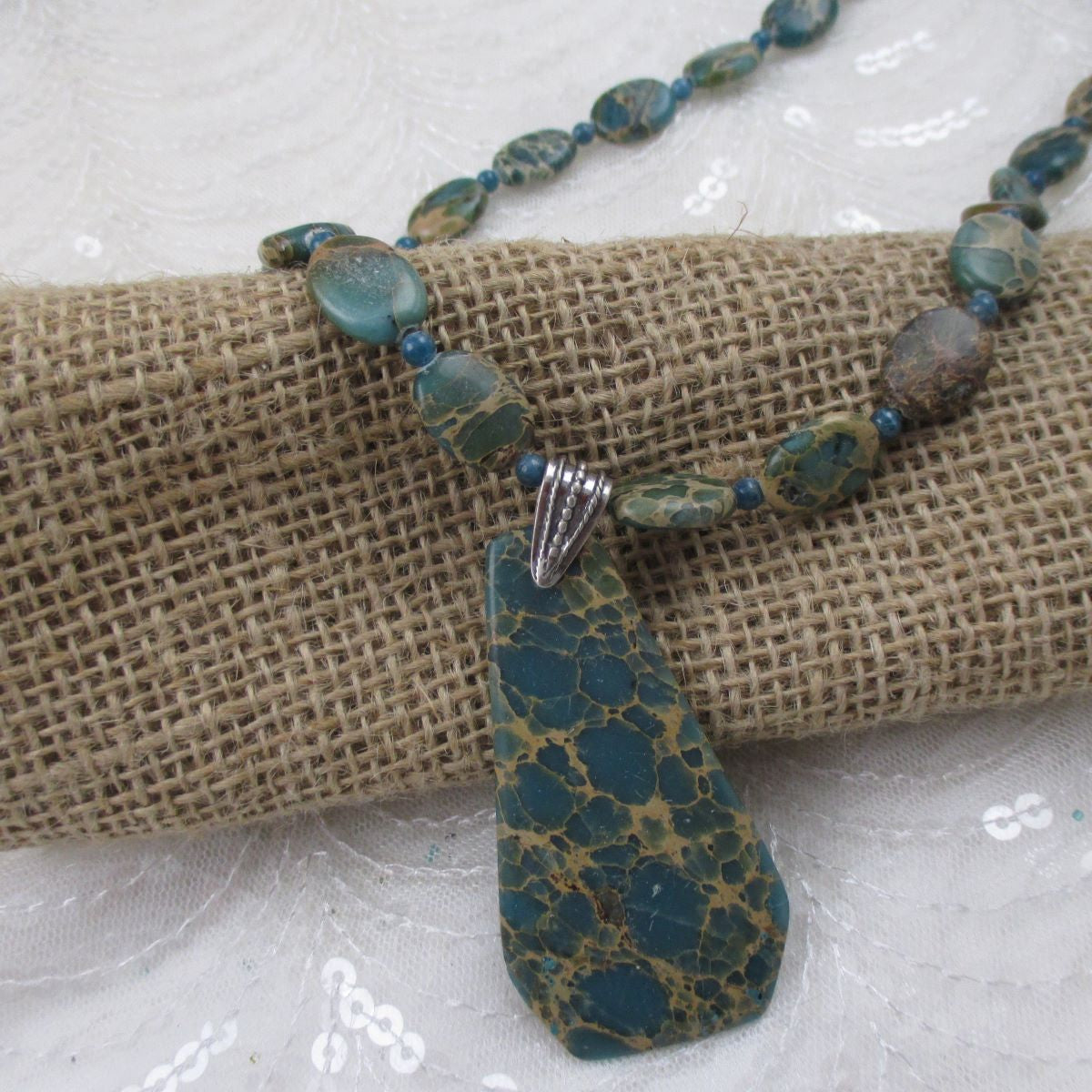 Aqua Terra Jasper Blue Green Gemstone Necklace - VP's Jewelry