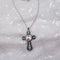 A/B Crystal  & Silver Cross Pendant Necklace