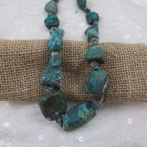 Rustic Chrysolla Big Gemstone Bead Statement Necklace