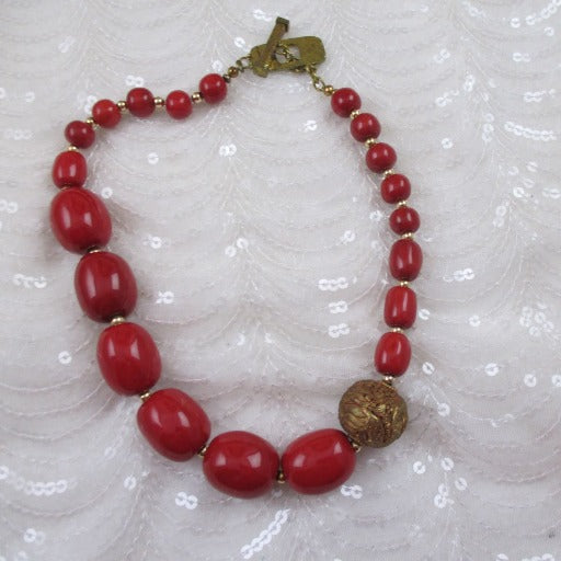 Daring Kazuri Red Necklace Statement Necklace Big Bold - VP's Jewelry  
