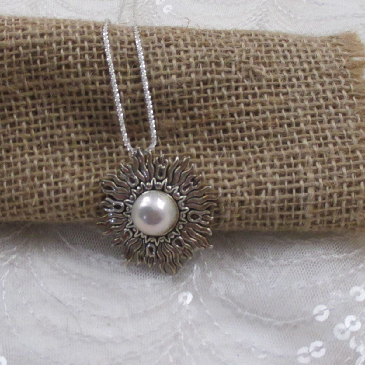 Pearl Sunburst Pendant Necklace - VP's Jewelry