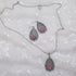 Silver Teardrop with Pink Crystal Pendant Necklace & Earrings - VP's Jewelry