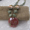 Kazuri Green & Cream Necklace & Earrings Metellic Sunset Pendant - VP's Jewelry