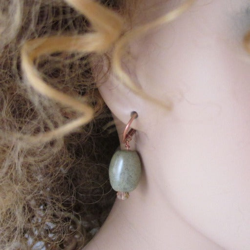Kazuri Green & Cream Necklace & Earrings Metellic Sunset Pendant - VP's Jewelry