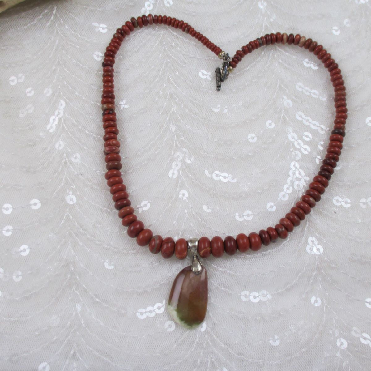 Red Jasper Gemstone Necklace with Pendant - VP's Jewelry