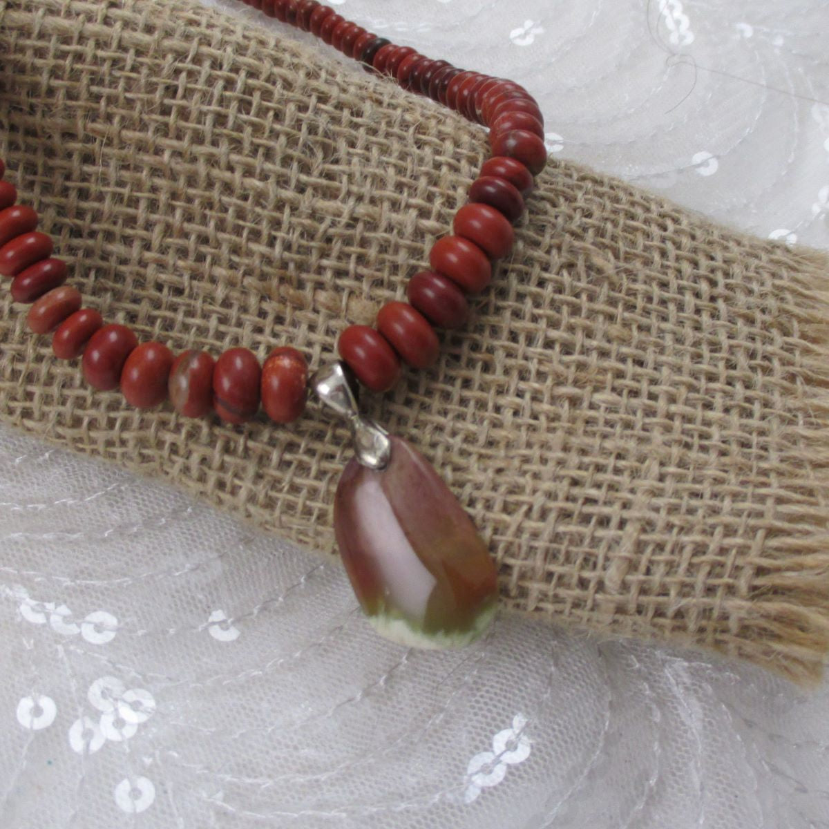 Red Jasper Gemstone Necklace with Pendant - VP's Jewelry