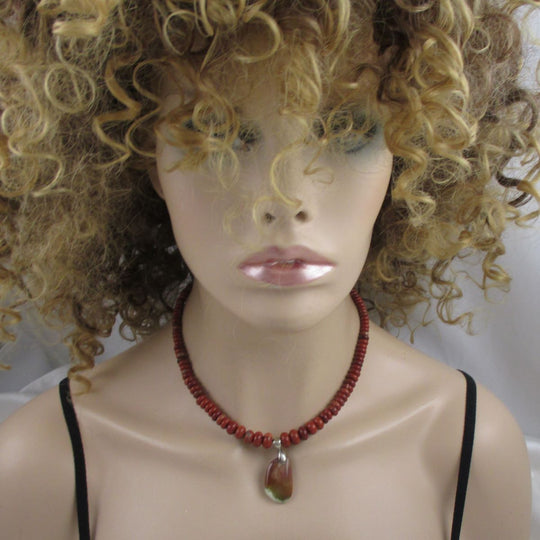 Red Jasper Gemstone Necklace with Pendant - VP's Jewelry