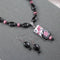 Onyx Necklace with Handmade Black & Pink Pendant - VP's Jewelry