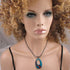 Blue Patina Pendant Necklace On Gunmetal Mesh ChaIn - VP's Jewelry