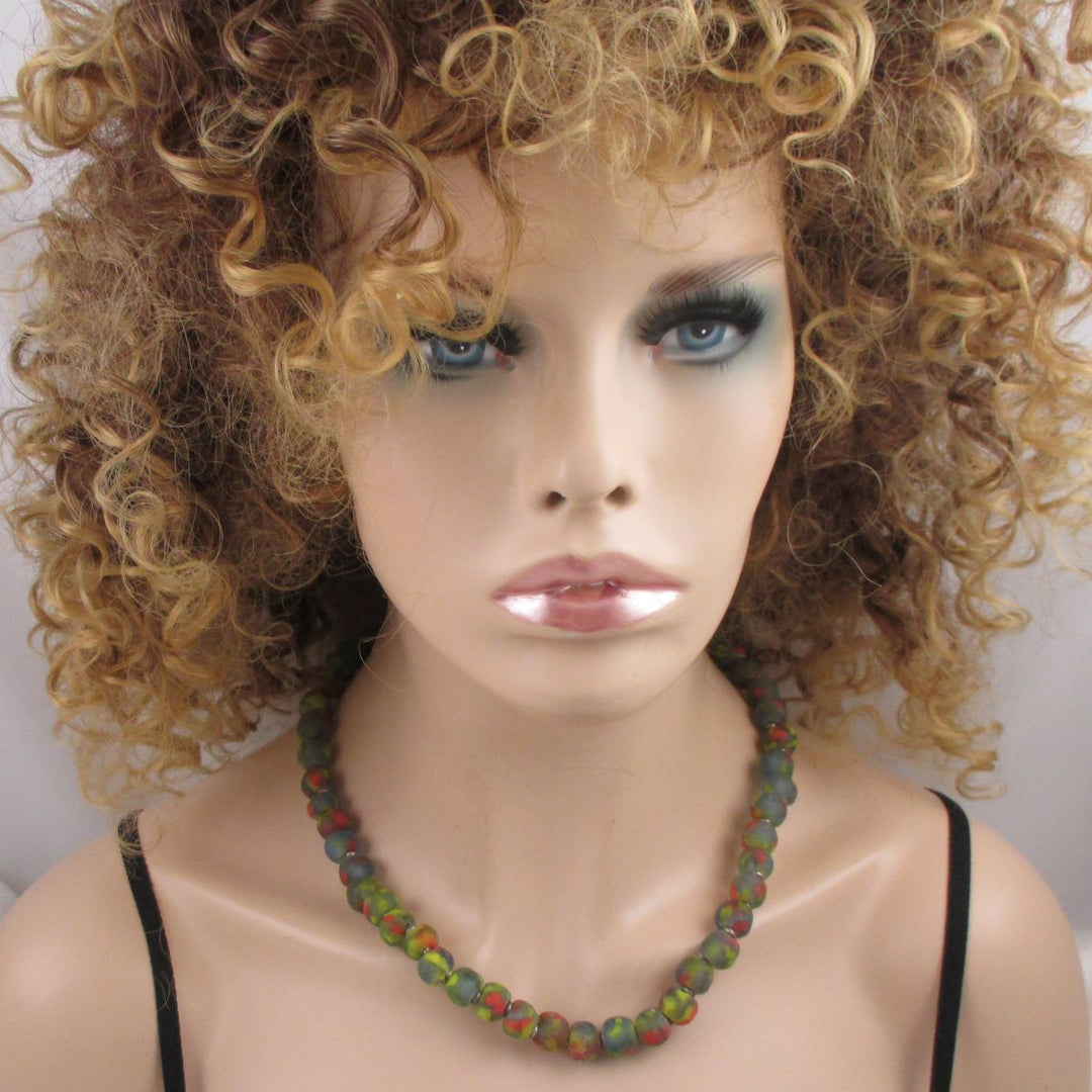 Handmade West African Multi-colored Trade Bead Necklace - VP's Jewelry  