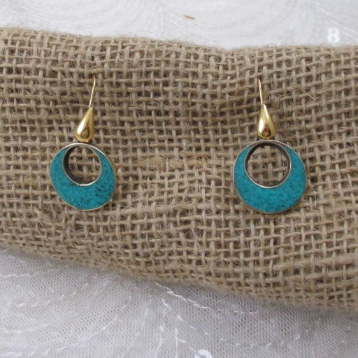 Turquoise Inlay Gold Hoop Earrings - VP's Jewelry