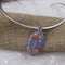 Handmade Periwinkle & Melon Pendant on Silver Neck Wire Flower Style - VP's Jewelry