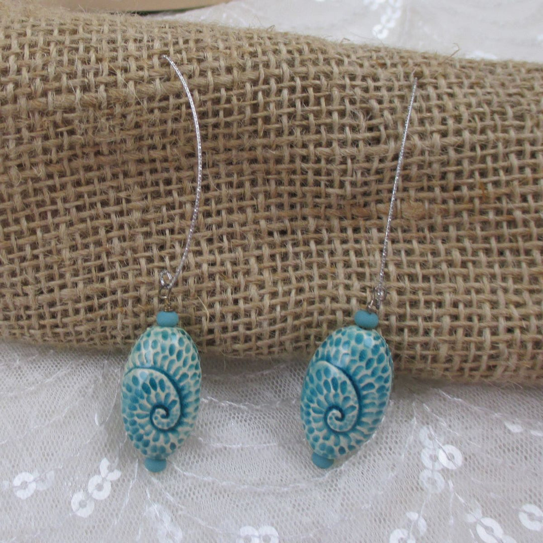 Handmade Fair Trade Bead Aqua Earrings Dangling Style - VP's Jewelry