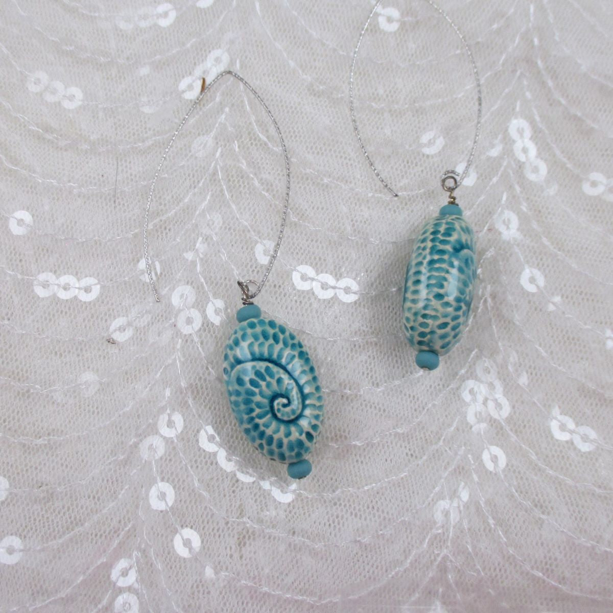 Handmade Fair Trade Bead Aqua Earrings Dangling Style - VP's Jewelry