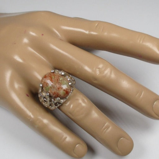 Beige & Green Gemstone Ring for a Man Size 13 - VP's Jewelry