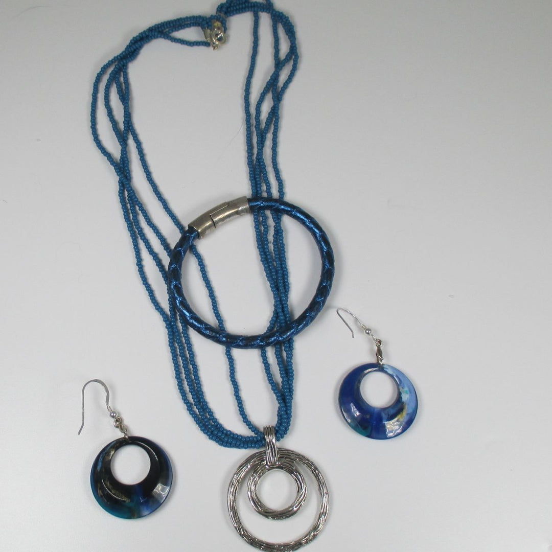 Necklace, Bracelet & Earrings Gift Set in Dark Blue - VP's Jewelry